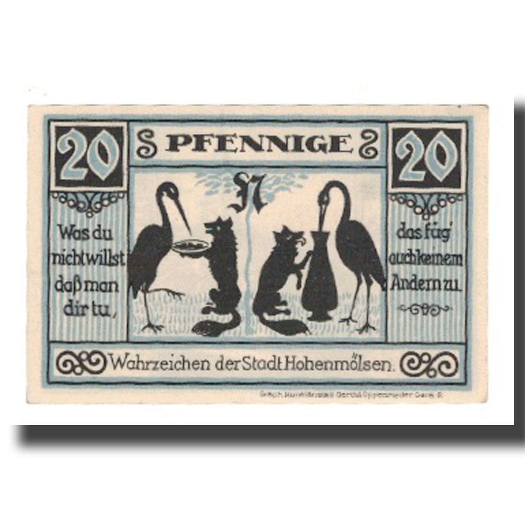 Banconote, Germania, Hohenmölsen Stadt, 20 Pfennig, Animaux, 1921, SPL-