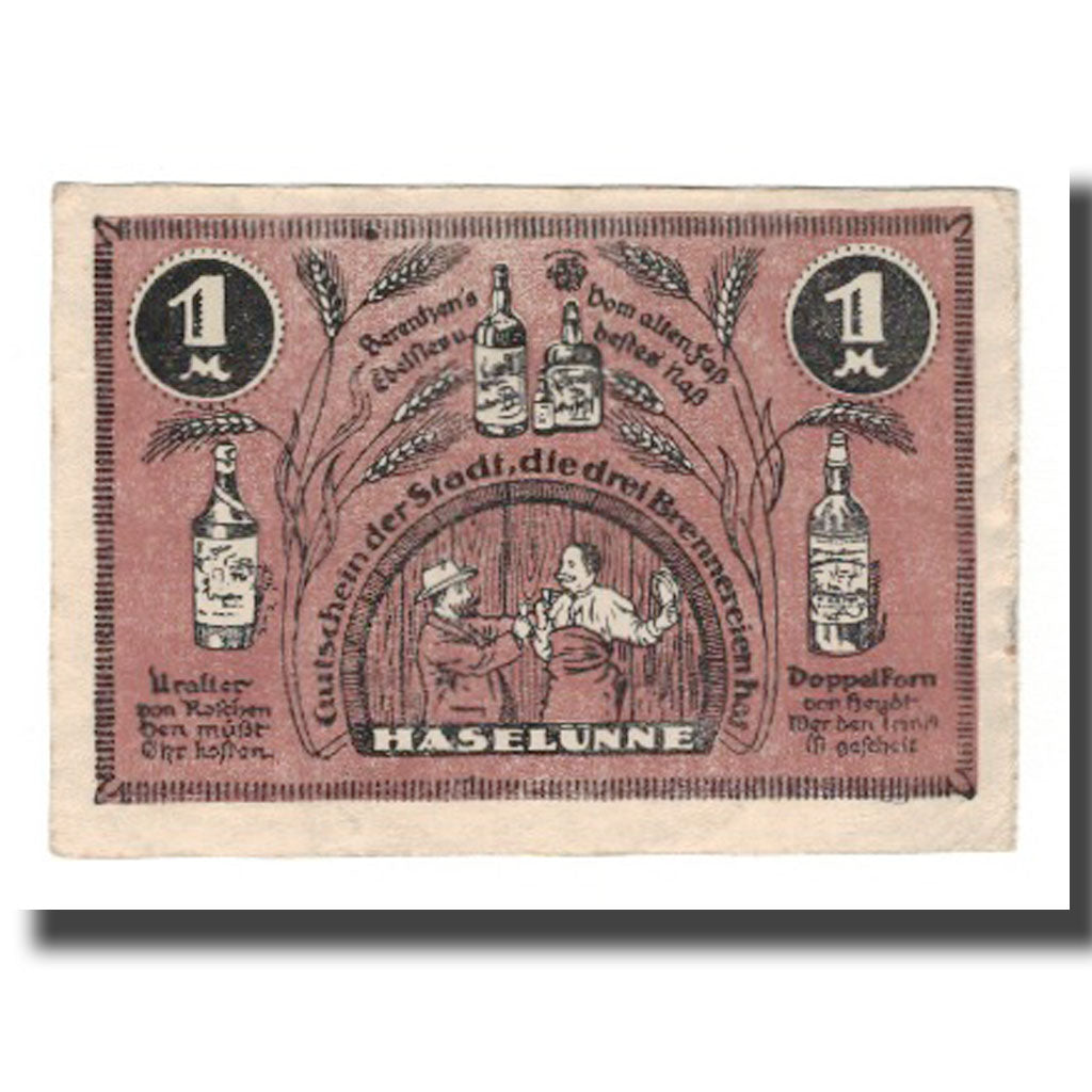 Banconote, Germania, Haselünne Stadt, 1 Mark, Blason, 1921, 1921-10-01, SPL-