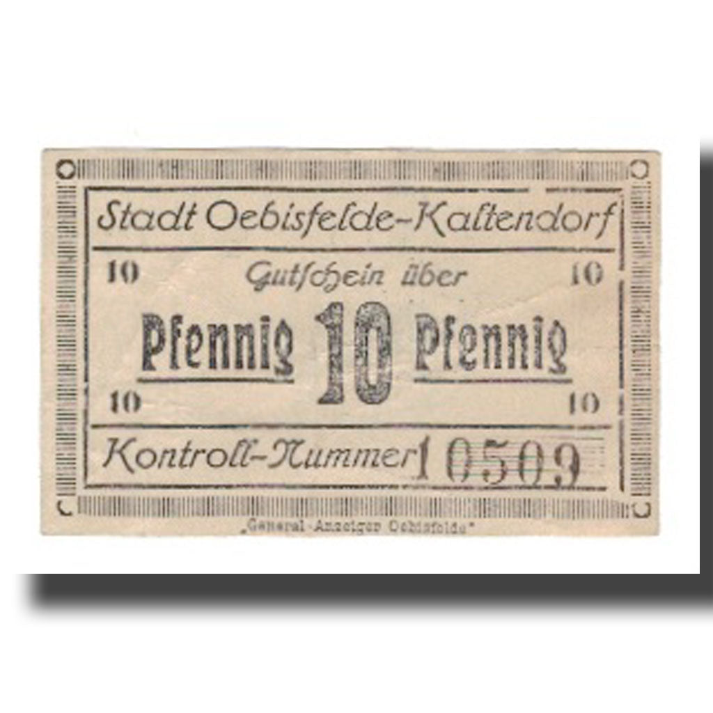 Banknote, Germany, Oebisfelde-Kaltendorf Stadt, 10 Pfennig, N.D, undated (1920)