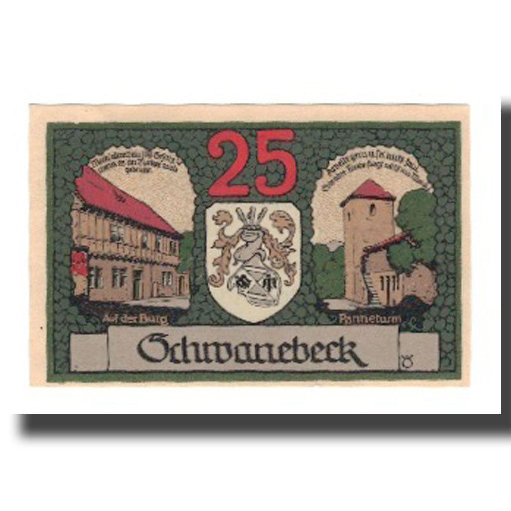 Banknote, Germany, Schwanebeck Stadt, 25 Pfennig, Blason, 1921, 1921-04-01