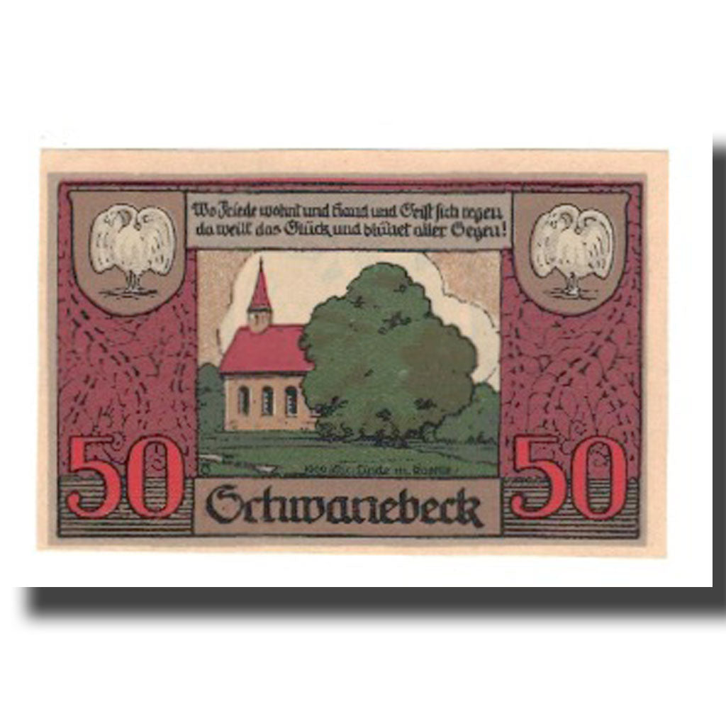 Banconote, Germania, Schwanebeck Stadt, 50 Pfennig, paysage, 1921, 1921-04-01