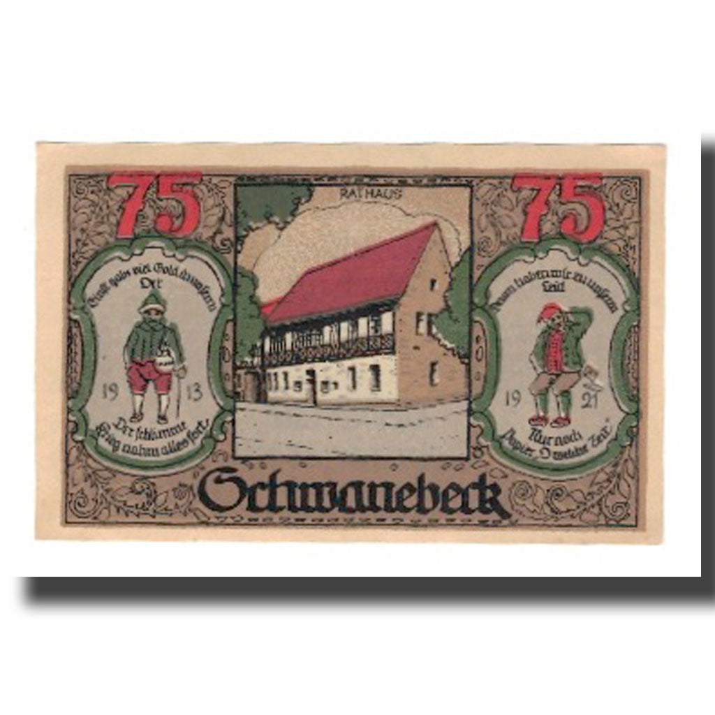 Banknote, Germany, Schwanebeck Stadt, 75 Pfennig, Batiment, 1921, 1921-04-01