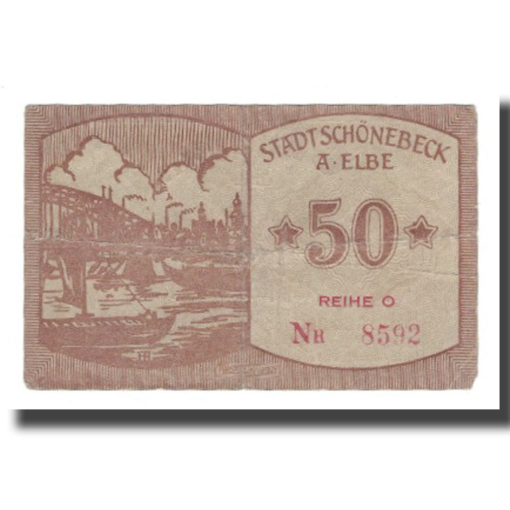 Banknote, Germany, Schönebeck a. Elbe Stadt, 50 Pfennig, paysage, 1920