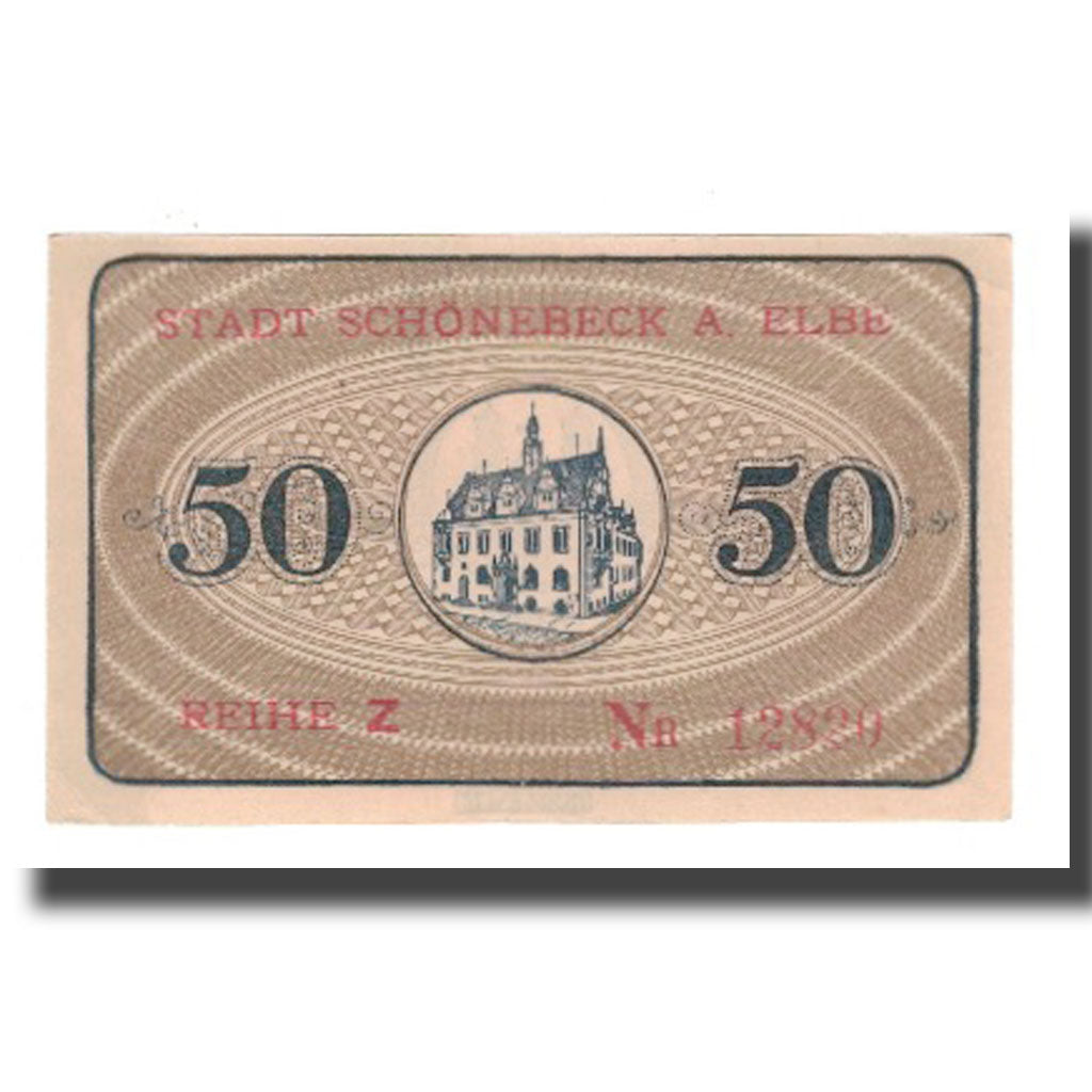 Banknote, Germany, Schönebeck a. Elbe Stadt, 50 Pfennig, batiment 1, 1921