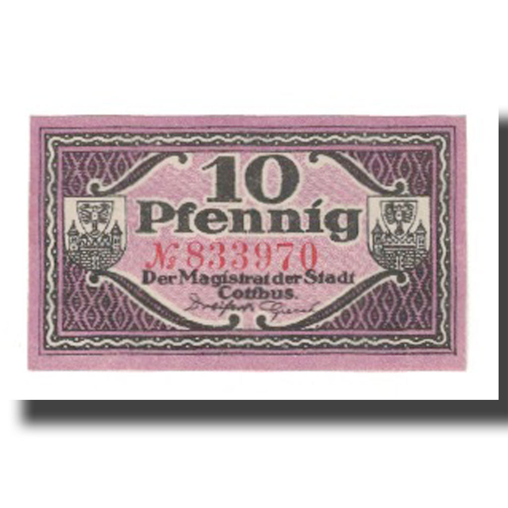 Banknote, Germany, Cottbus Stadt, 10 Pfennig, valeur faciale 1, 1921