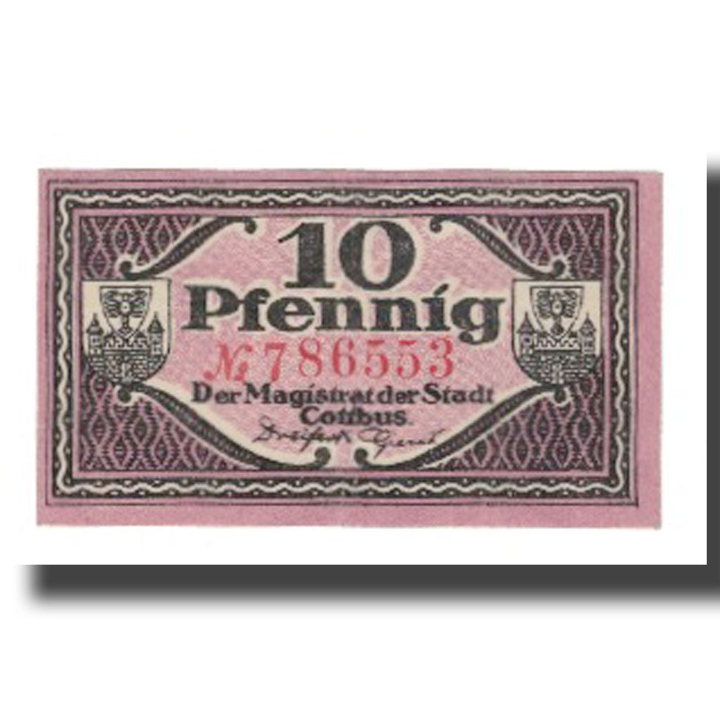 Banconote, Germania, Cottbus Stadt, 10 Pfennig, valeur faciale 2, 1921