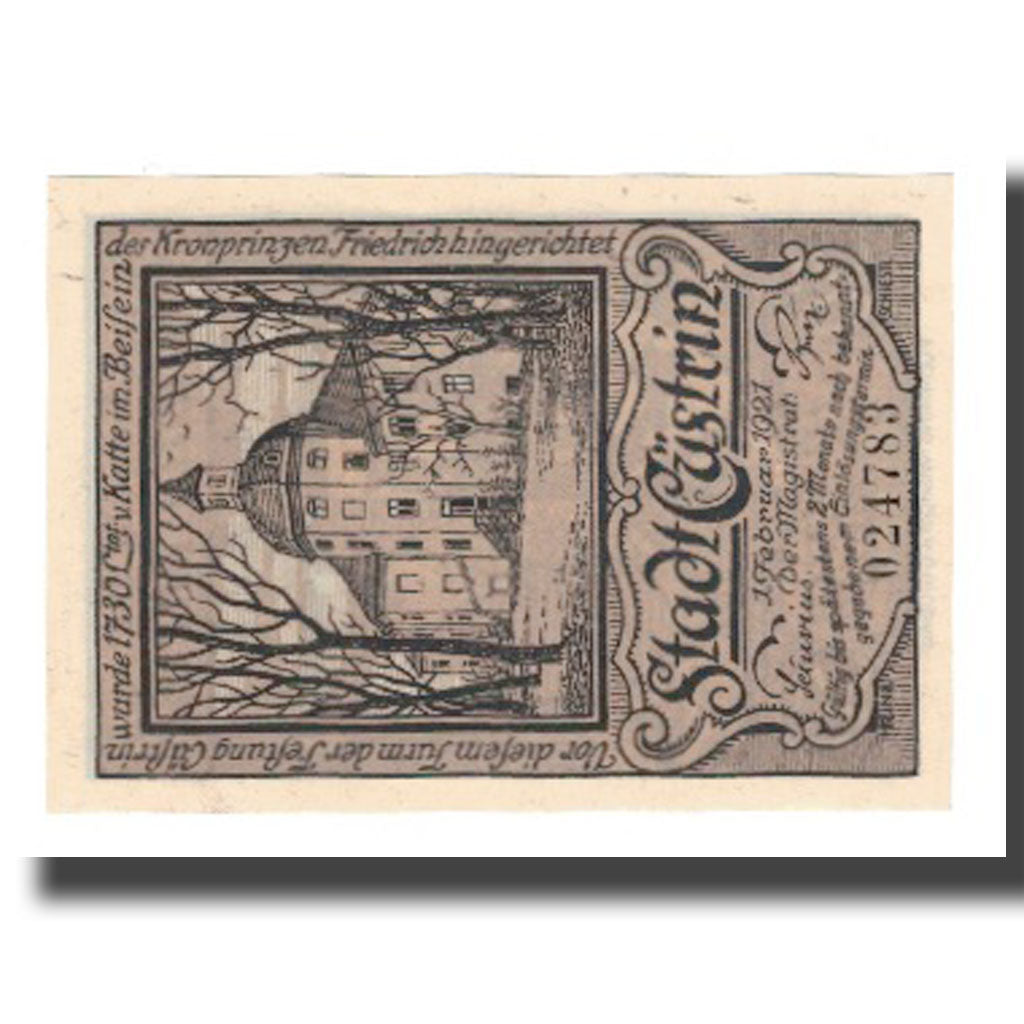 Banknote, Germany, Cüstrin Stadt, 50 Pfennig, Blason, 1921, 1921-02-01