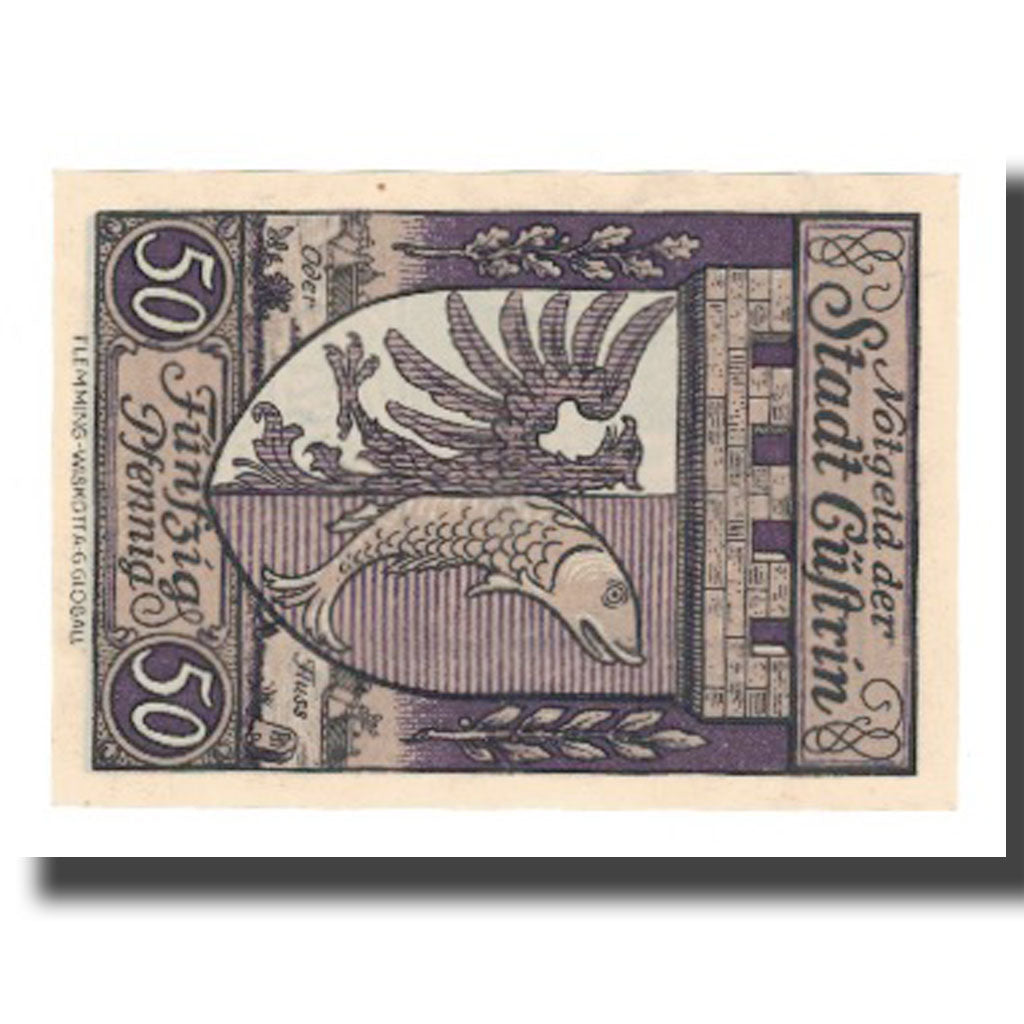 Banknote, Germany, Cüstrin Stadt, 50 Pfennig, Blason, 1921, 1921-02-01