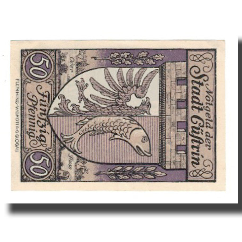 Banknote, Germany, Cüstrin Stadt, 50 Pfennig, Blason 1, 1921, 1921-02-01