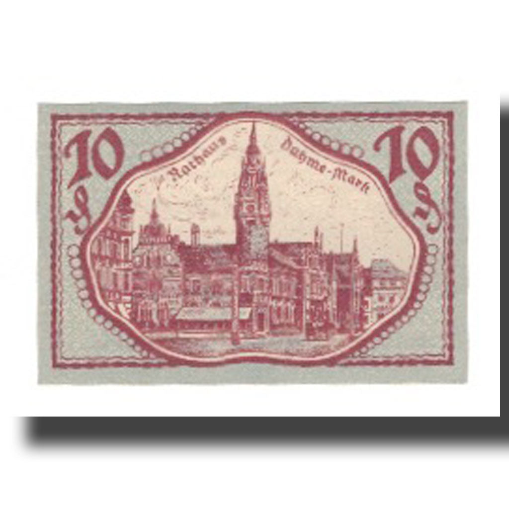Banknote, Germany, Dahme Stadt, 10 Pfennig, Eglise 1, 1920, AU(55-58), Mehl:D1.1