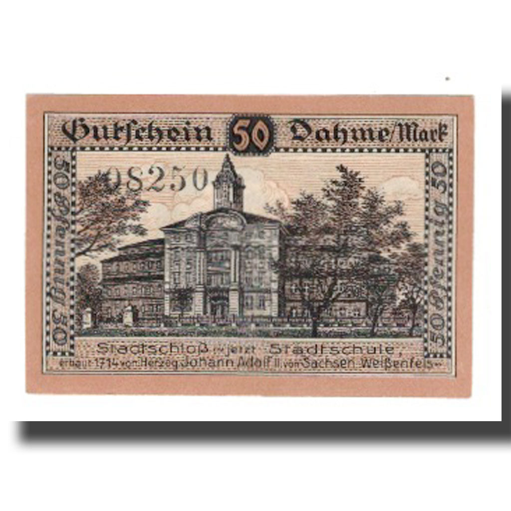 Banknote, Germany, Dahme Stadt, 50 Pfennig, Batiment, 1920, AU(55-58), Mehl:D1.1