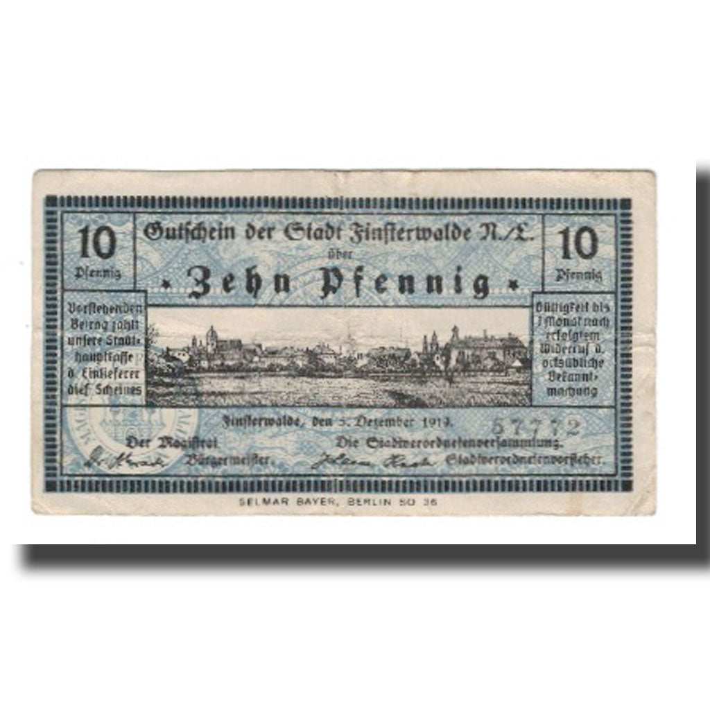 Banconote, Germania, Finsterwalde N.L. Stadt, 10 Pfennig, paysage 2, 1919