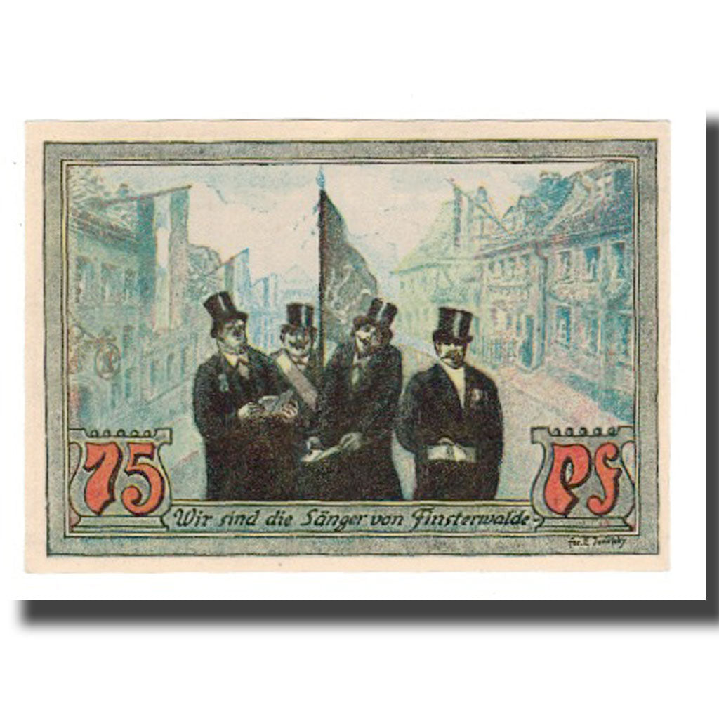 Banconote, Germania, Finsterwalde N.L. Stadt, 75 Pfennig, personnage, 1921