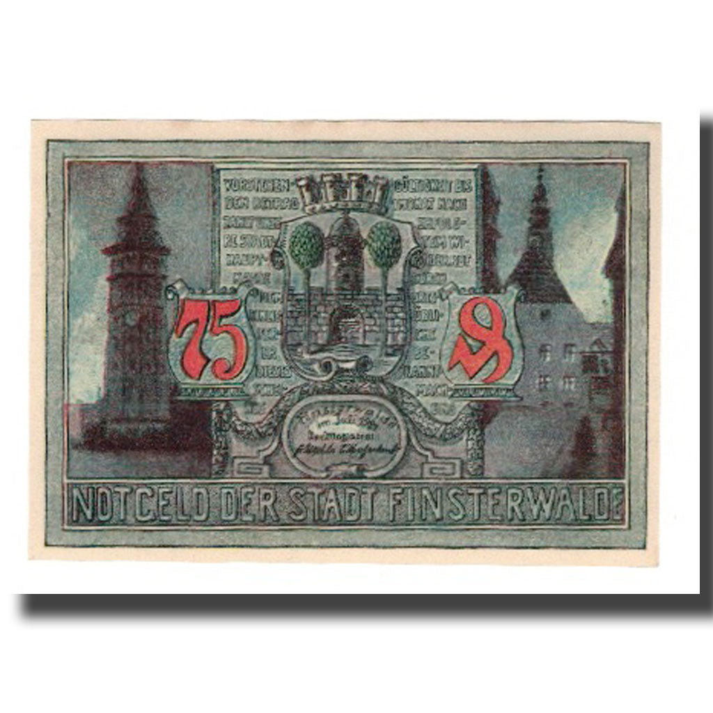 Banconote, Germania, Finsterwalde N.L. Stadt, 75 Pfennig, personnage 1, 1921