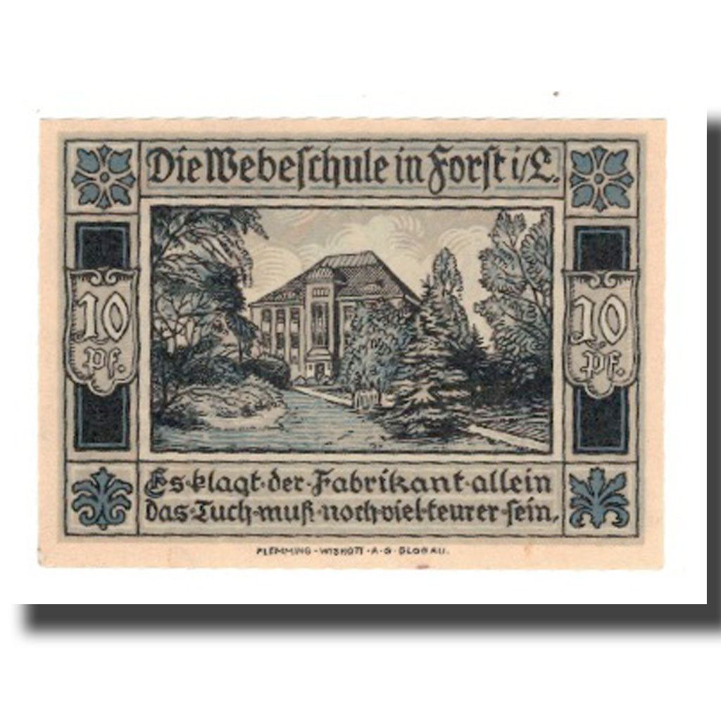 Biljet, Duitsland, Forst i.L. Stadt, 10 Pfennig, Maison, 1921, 1921-07-01, SUP