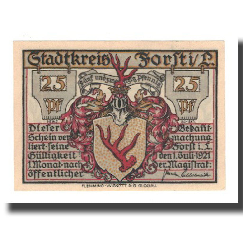 Banknote, Germany, Forst i.L. Stadt, 25 Pfennig, Clocher, 1921, 1921-07-01