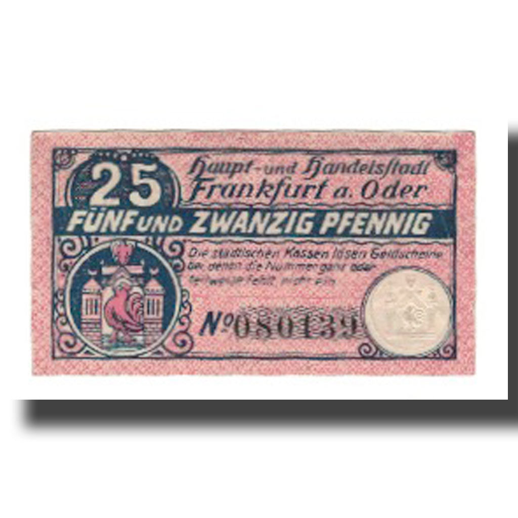 Banknote, Germany, Frankfurt a.d. Oder Stadt, 25 Pfennig, valeur faciale, 1920