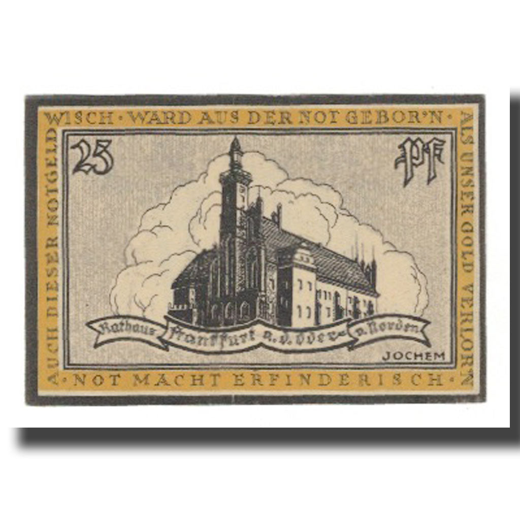 Banknote, Germany, Frankfurt a.d. Oder Stadt, 25 Pfennig, batiment 3, 1921