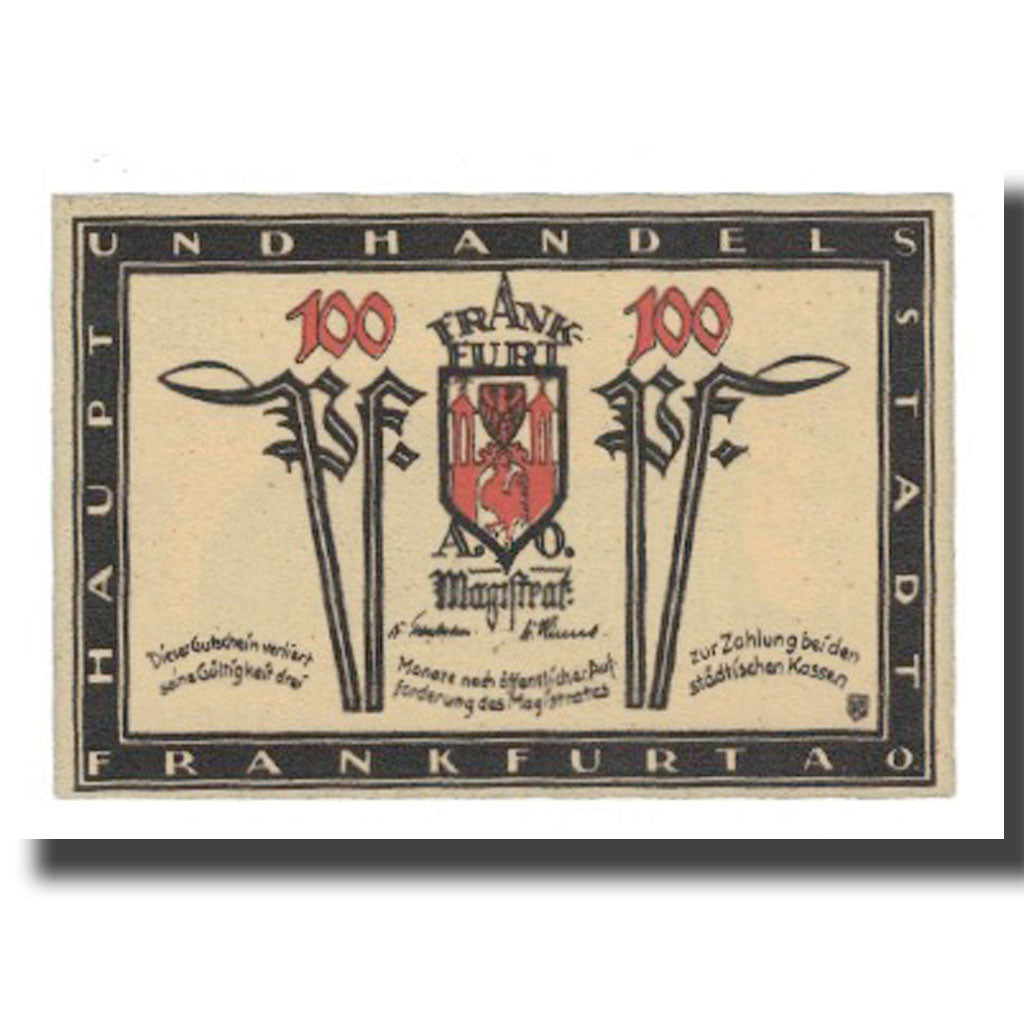 Banknote, Germany, Frankfurt a.d. Oder Stadt, 100 Pfennig, batiment 7, 1921