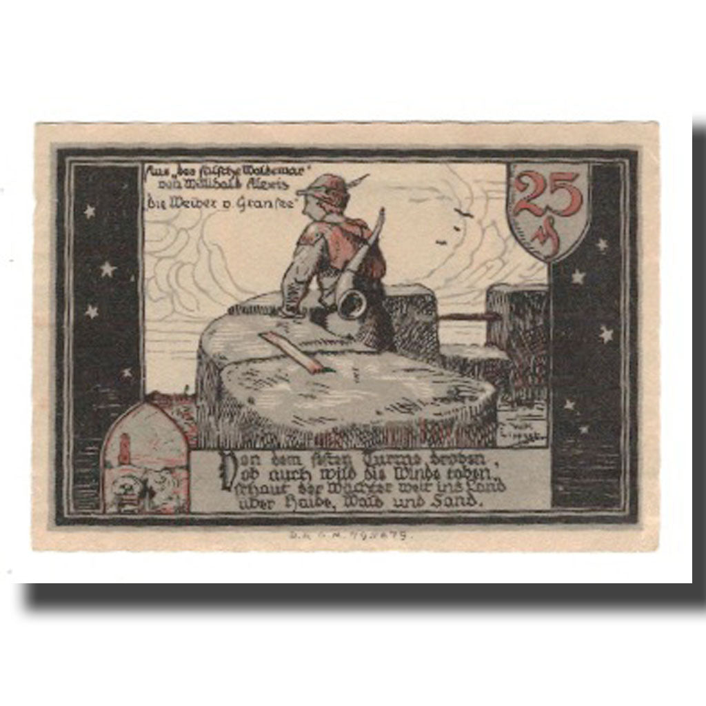 Banknote, Germany, Gransee Stadtsparkasse, 25 Pfennig, personnage, AU(55-58)