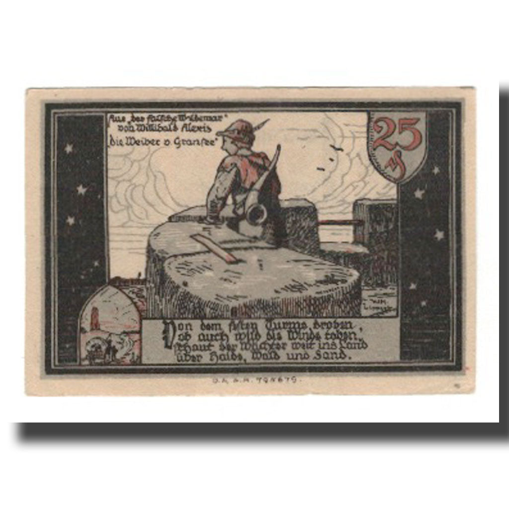 Banknot, Niemcy, Gransee Stadtsparkasse, 25 Pfennig, personnage 1, AU(55-58)