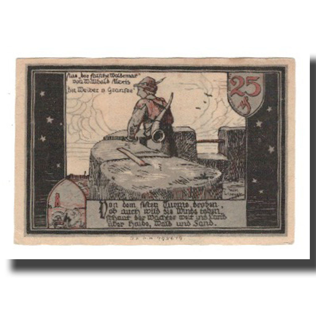 Banconote, Germania, Gransee Stadtsparkasse, 25 Pfennig, personnage 3, SPL-