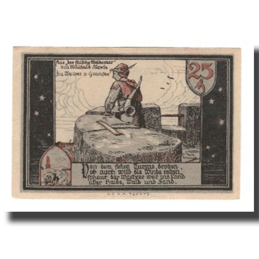 Banconote, Germania, Gransee Stadtsparkasse, 25 Pfennig, personnage 4, SPL-