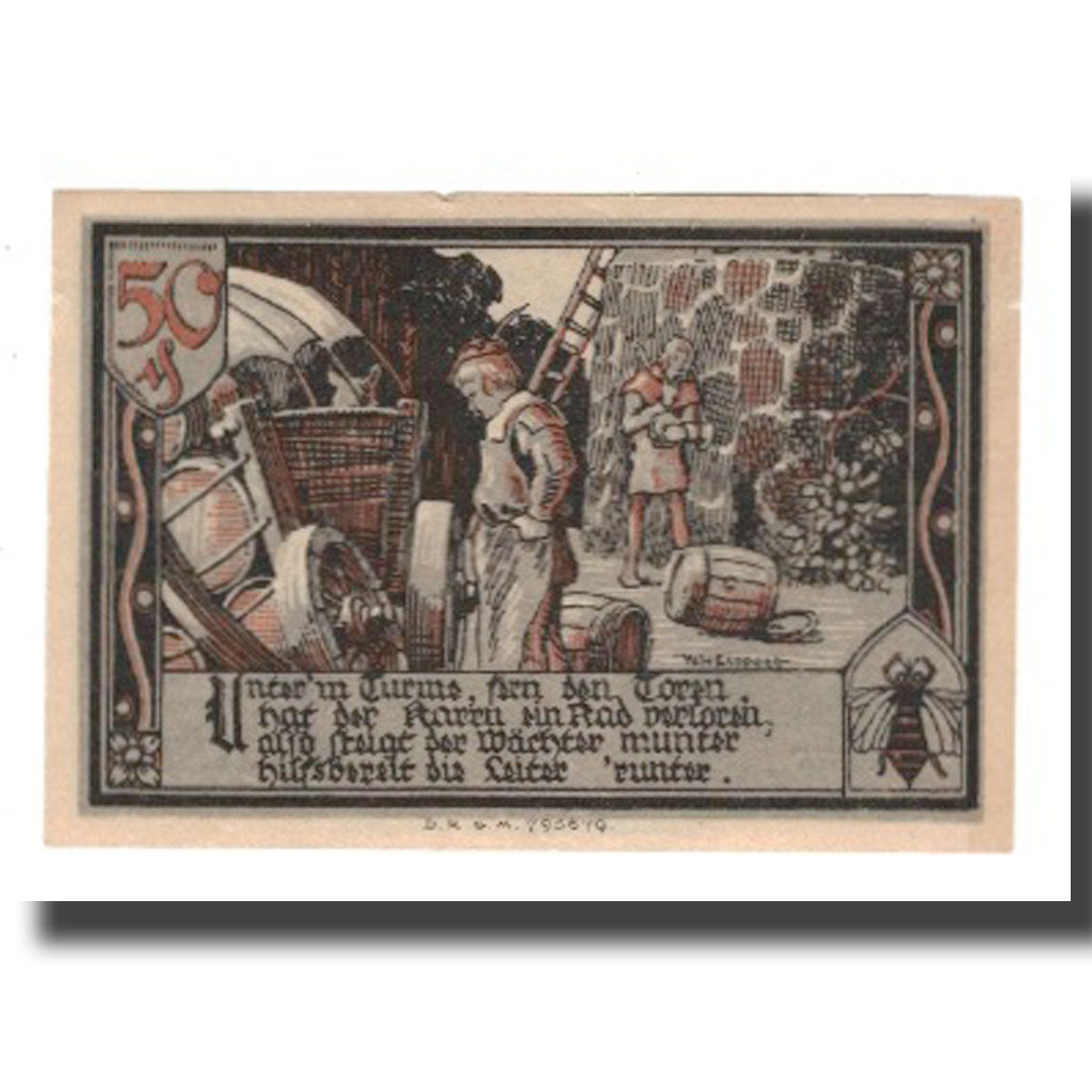 Banknote, Germany, Gransee Stadtsparkasse, 50 Pfennig, personnage 2, AU(55-58)