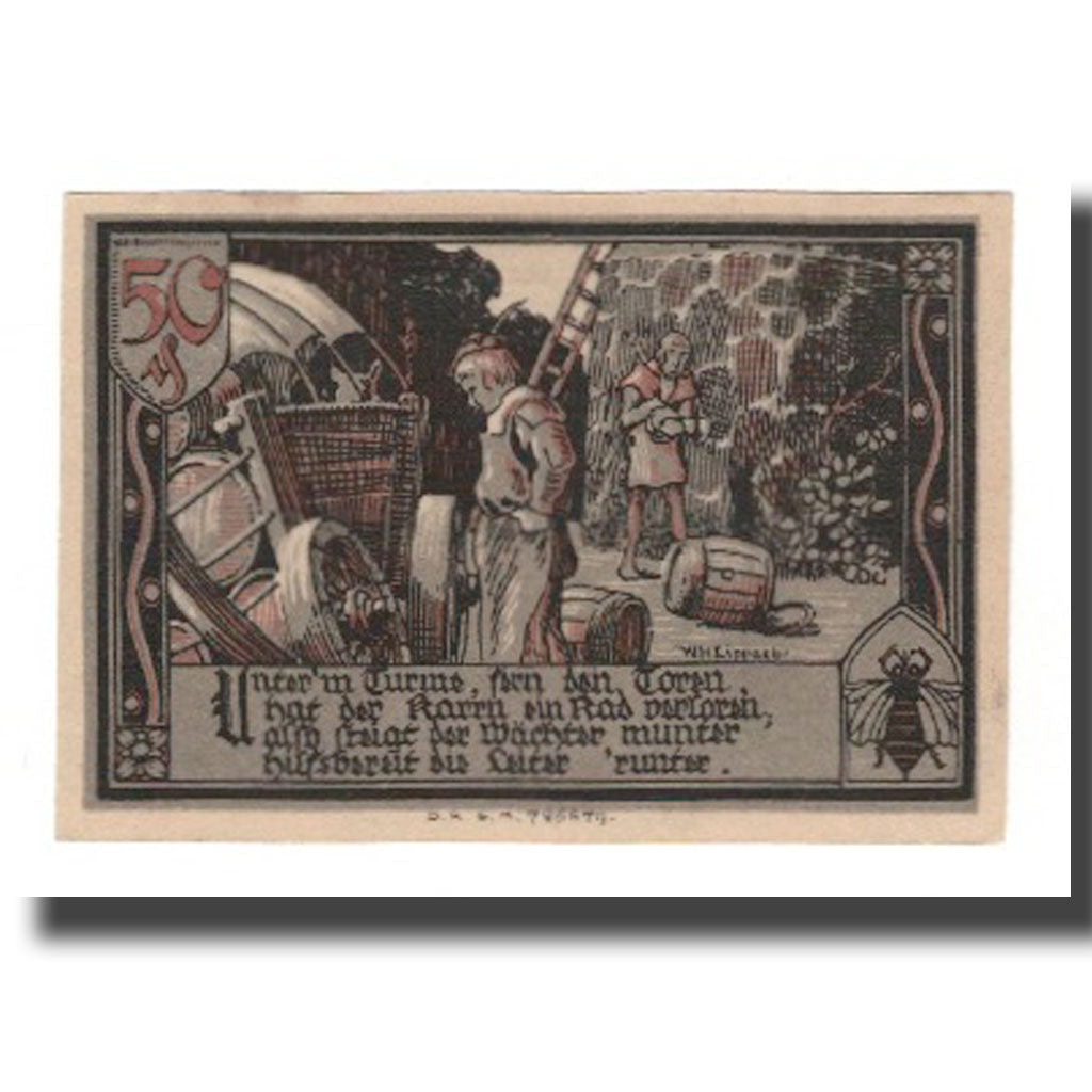 Banconote, Germania, Gransee Stadtsparkasse, 50 Pfennig, personnage 3, SPL-