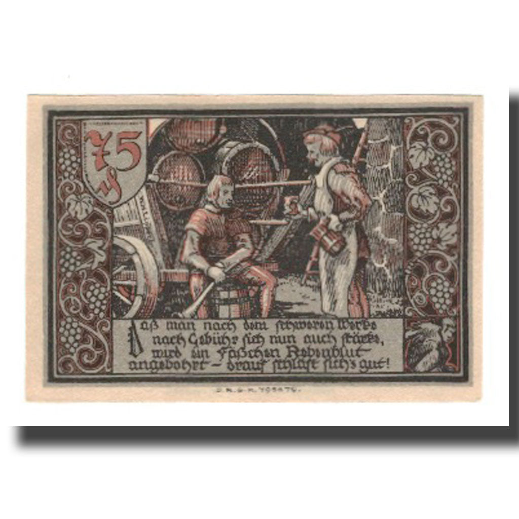 Banknote, Germany, Gransee Stadtsparkasse, 75 Pfennig, personnage, AU(55-58)