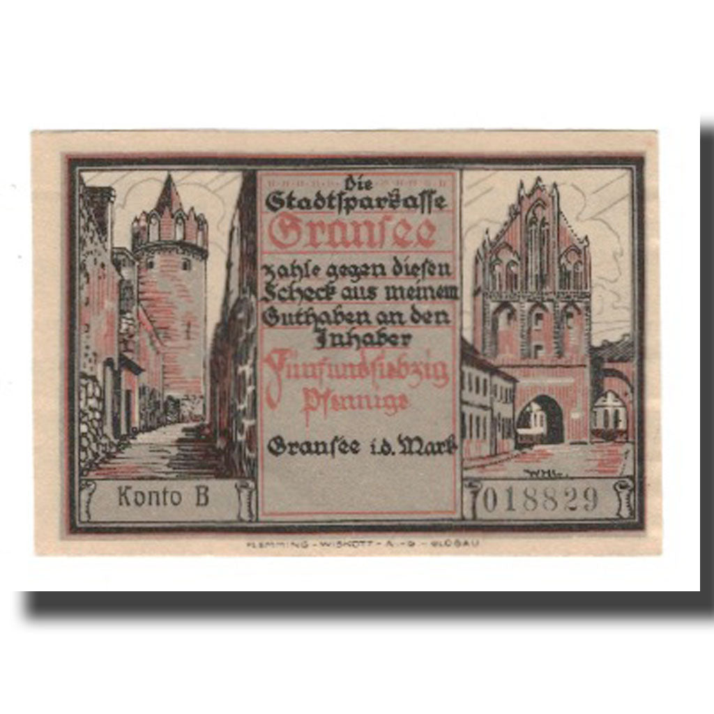 Banknote, Germany, Gransee Stadtsparkasse, 75 Pfennig, personnage 1, AU(55-58)