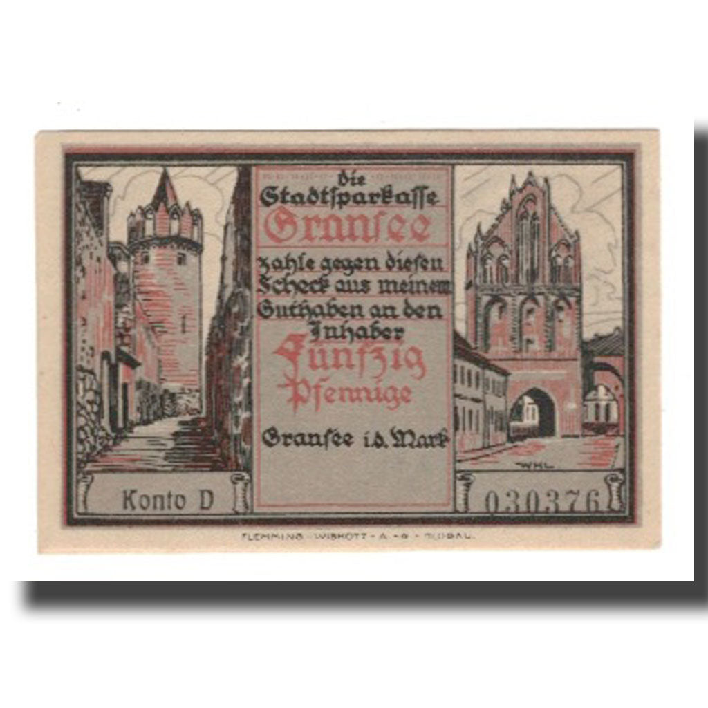 Banknote, Germany, Gransee Stadtsparkasse, 75 Pfennig, personnage 3, AU(55-58)