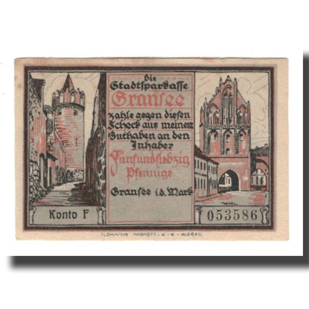 Banknote, Germany, Gransee Stadtsparkasse, 75 Pfennig, personnage 4, AU(55-58)