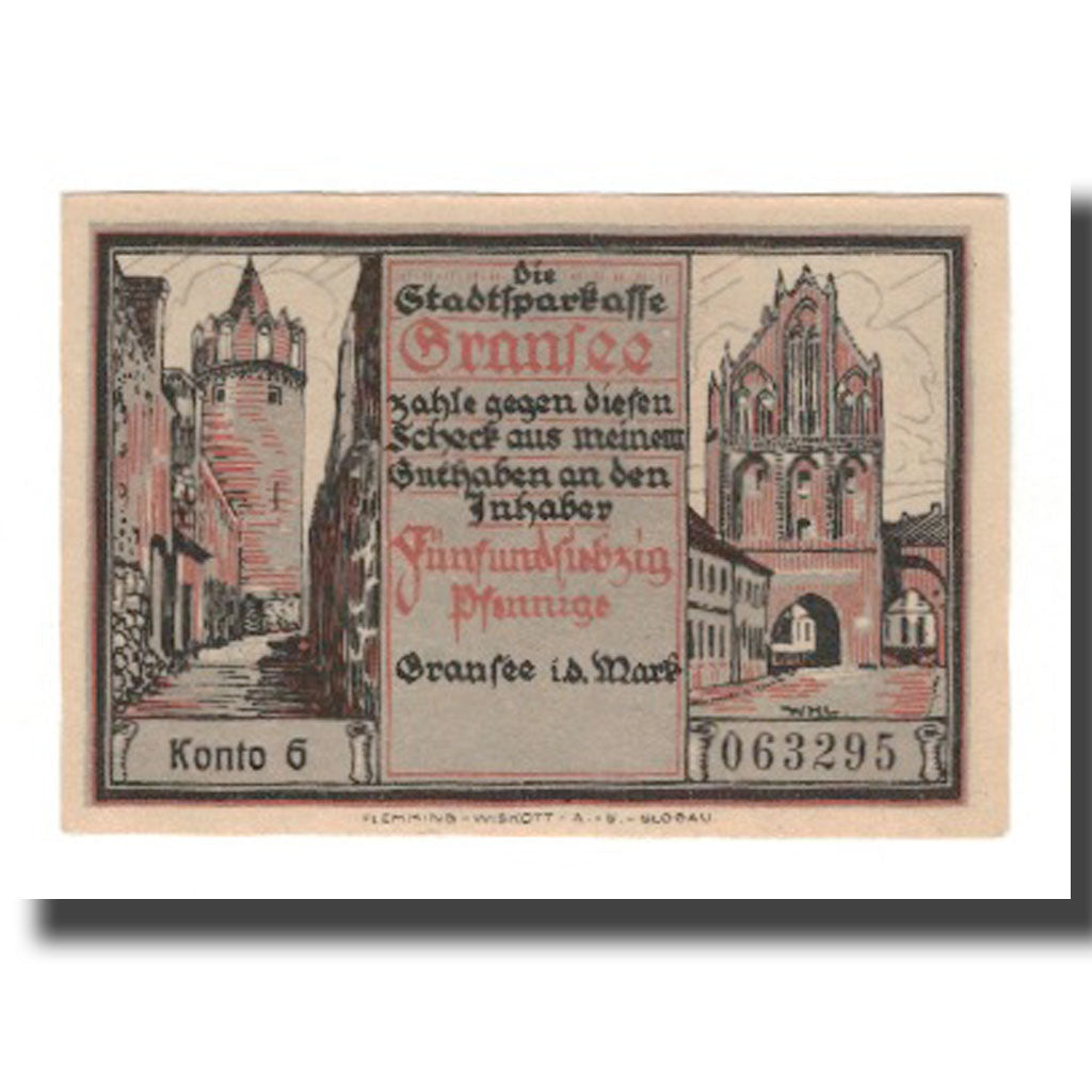 Banconote, Germania, Gransee Stadtsparkasse, 75 Pfennig, personnage 5, SPL-