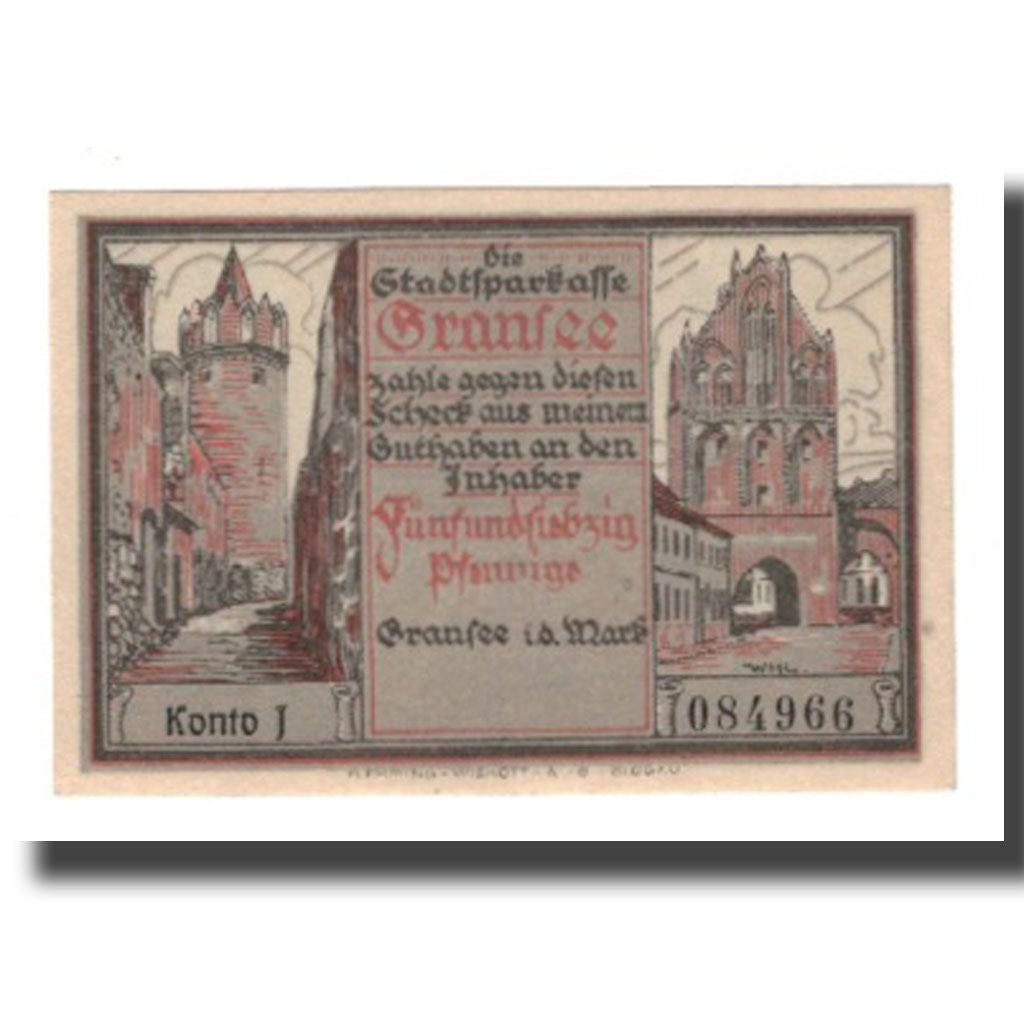 Banconote, Germania, Gransee Stadtsparkasse, 75 Pfennig, personnage 6, SPL-