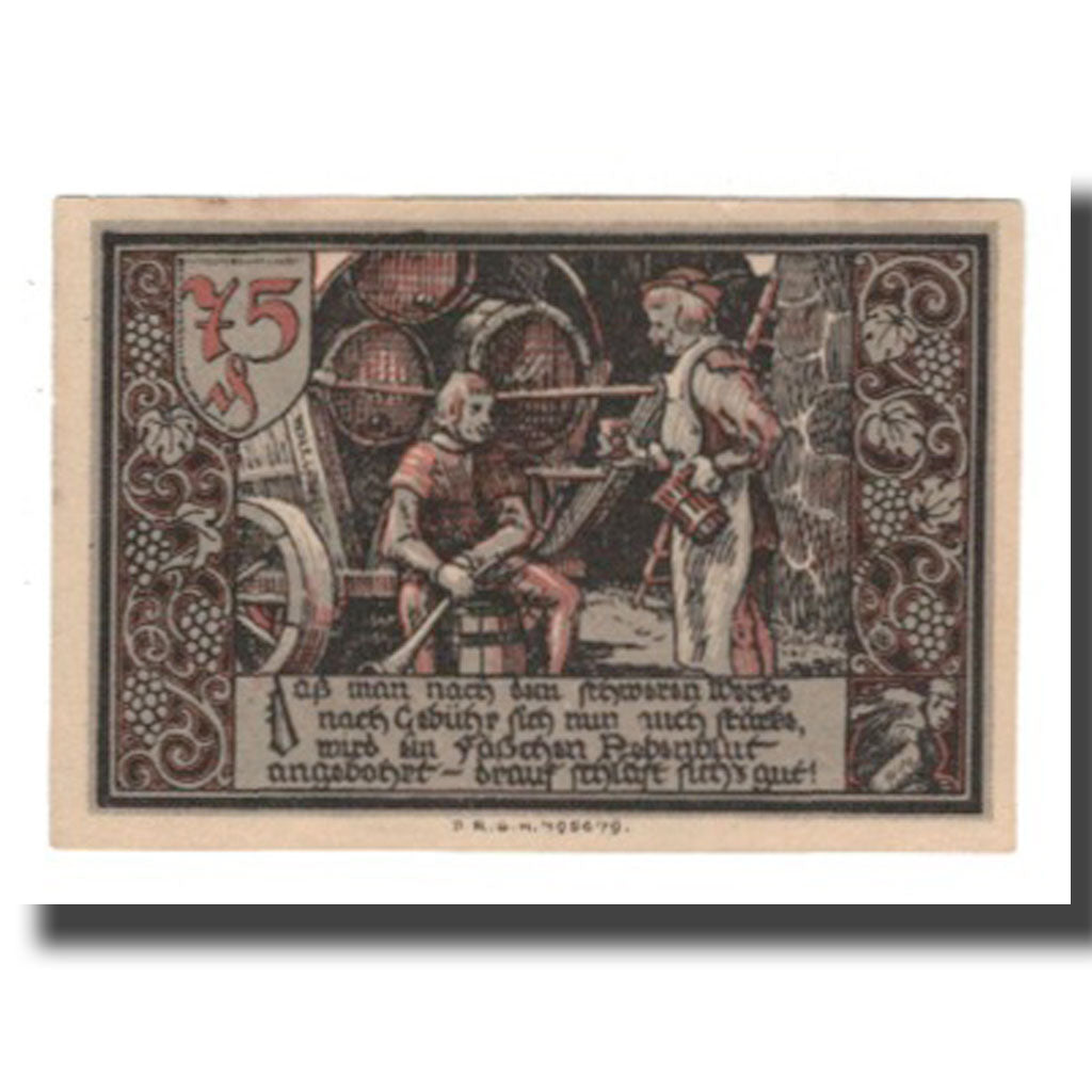 Banknote, Germany, Gransee Stadtsparkasse, 75 Pfennig, personnage 7, AU(55-58)