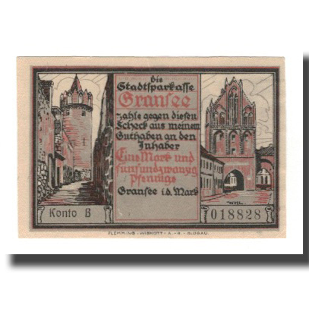 Banconote, Germania, Gransee Stadtsparkasse, 1.25 Mark, personnage, SPL-