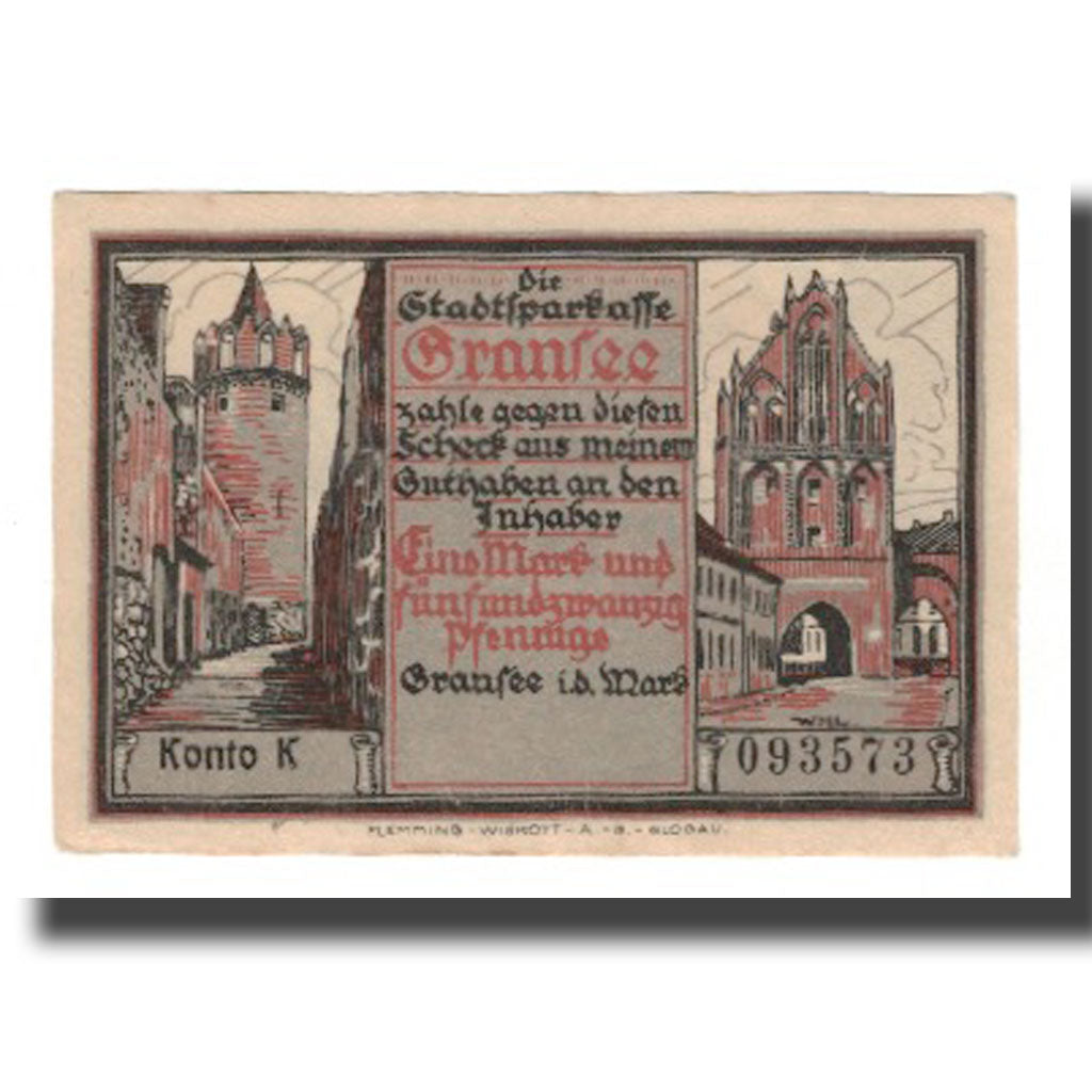 Banknote, Germany, Gransee Stadtsparkasse, 1.25 Mark, personnage 6, AU(55-58)