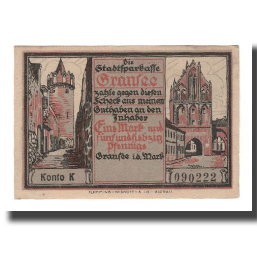 Banknote, Germany, Gransee Stadtsparkasse, 1.75 Mark, personnage 5, AU(55-58)