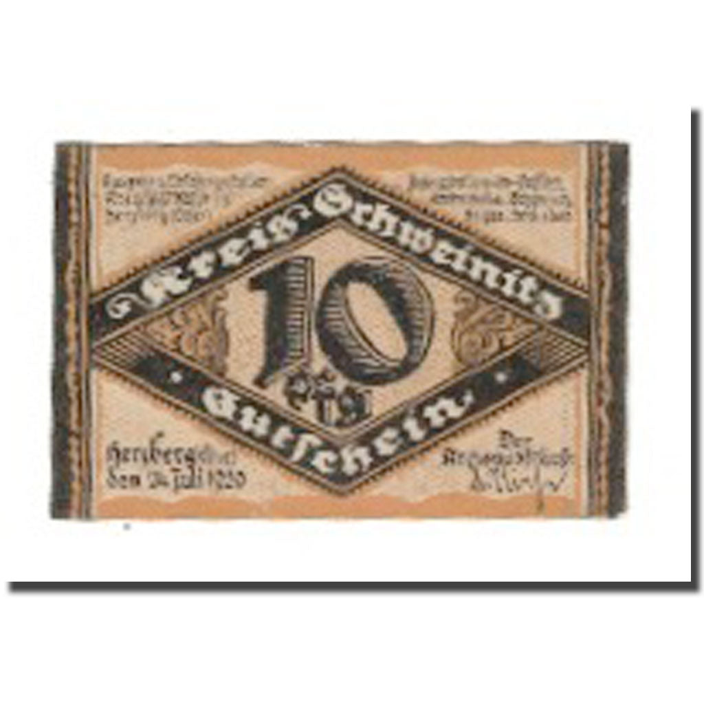Banconote, Germania, Schweinitz Kreisausschuß, Herzberg a.E., 10 Pfennig
