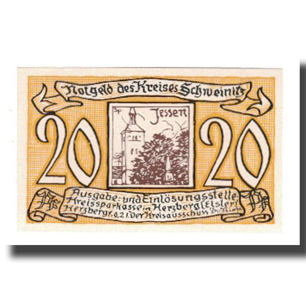 Geldschein, Deutschland, Schweinitz Kreis, 20 Pfennig, Lion, 1921, 1921-06-01