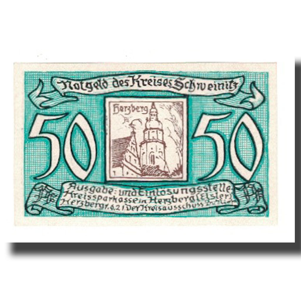 Banknote, Germany, Schweinitz Kreis, 50 Pfennig, paysage, 1921, 1921-06-01