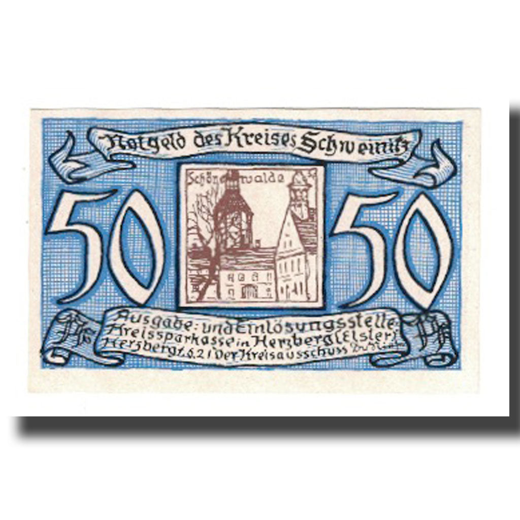 Banknote, Germany, Schweinitz Kreis, 50 Pfennig, personnage, 1921, 1921-06-01