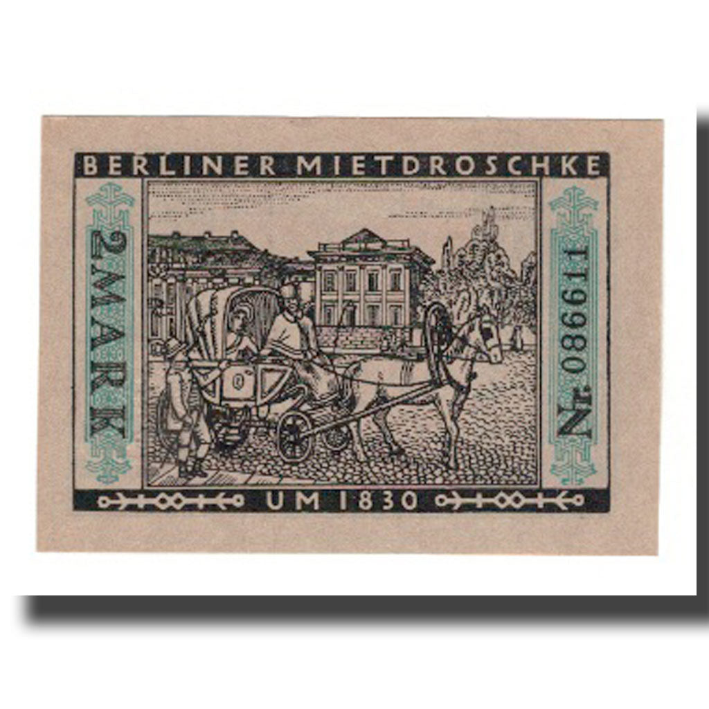 Banknote, Germany, Berlin Stadt, 2 Mark, calèche, 1922, 1922-03-01, AU(55-58)