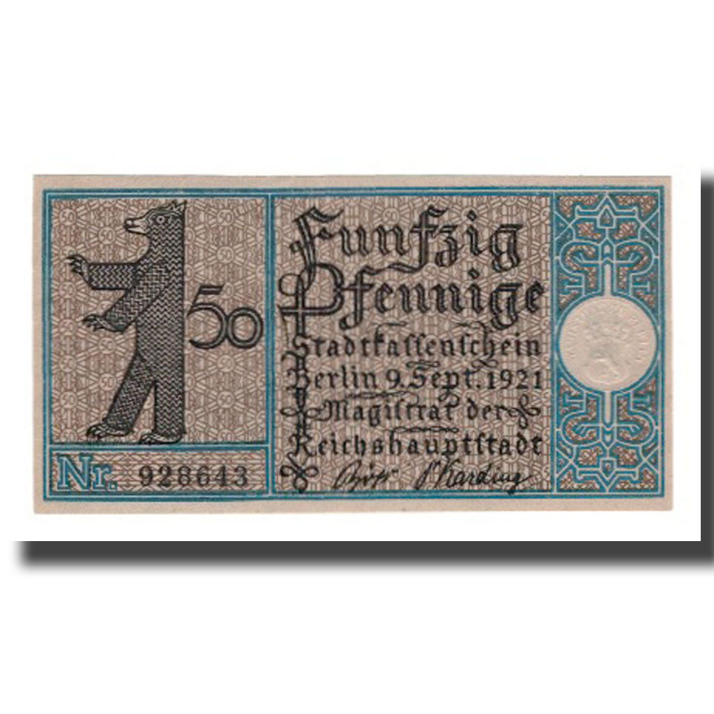 Banconote, Germania, Berlin Stadt, 50 Pfennig, bateau 2, 1921, 1921-09-09, SPL-