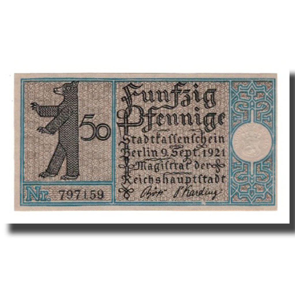 Banknote, Germany, Berlin Stadt, 50 Pfennig, moulin, 1921, 1921-09-09