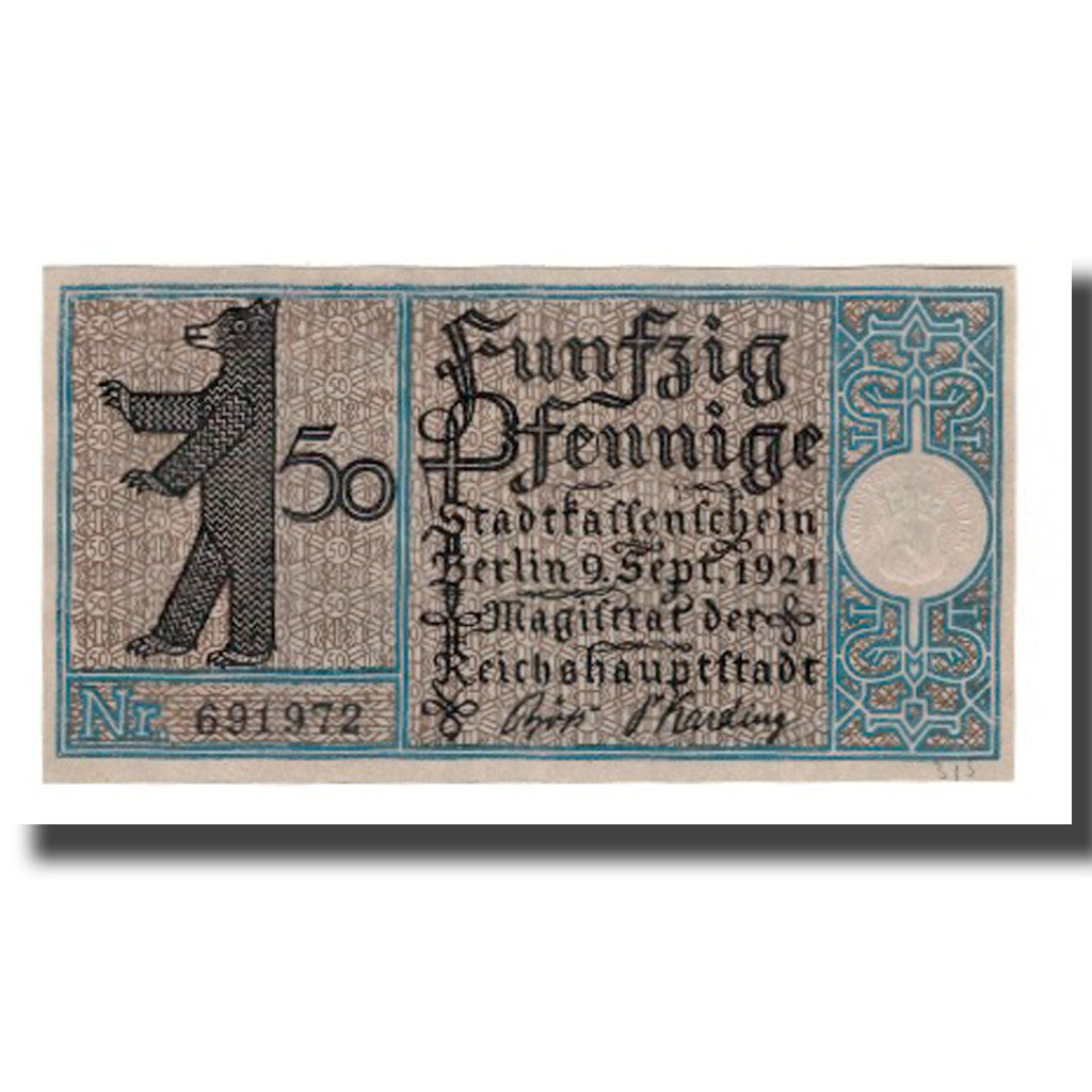 Geldschein, Deutschland, Berlin Stadt, 50 Pfennig, Moulin 1, 1921, 1921-09-09