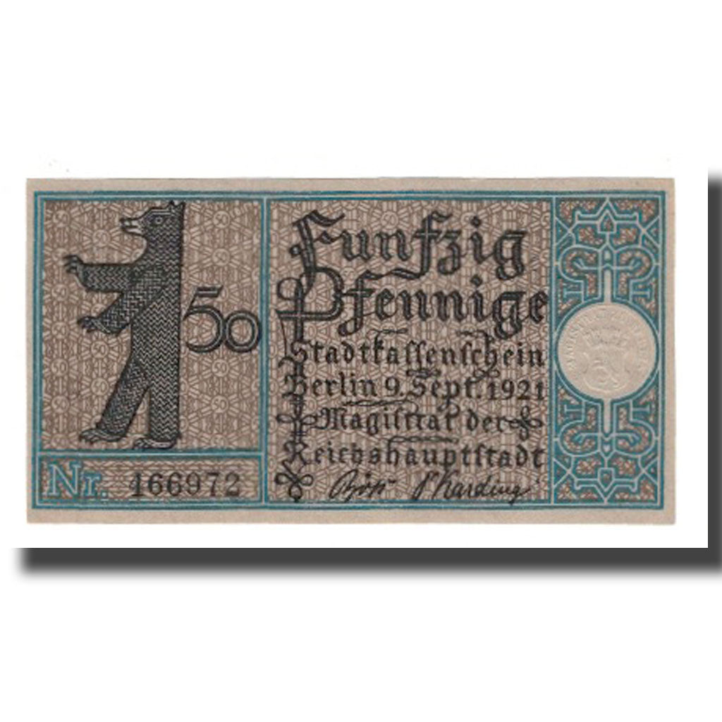 Banknote, Germany, Berlin Stadt, 50 Pfennig, pêcheur 1, 1921, 1921-09-09