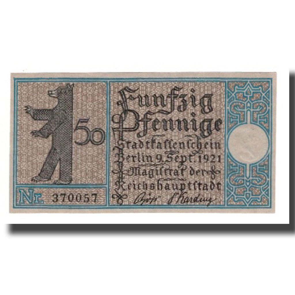 Banknote, Germany, Berlin Stadt, 50 Pfennig, cavalier 1, 1921, 1921-09-09