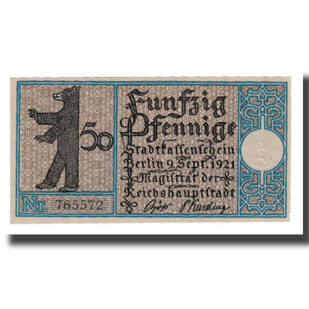 Banknote, Germany, Berlin Stadt, 50 Pfennig, champs, 1921, 1921-09-09